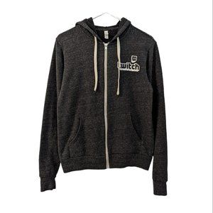 Twitch Logo Unisex Full Zip Hoodie Bella + Canvas Dark Heather Grey Size S